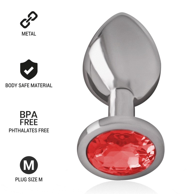 INTENSE - PLUG ANAL EN MÉTAL AVEC CRISTAL ROUGE TAILLE M