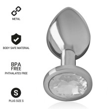 INTENSE - ALUMINUM METAL ANAL PLUG WITH SILVER CRYSTAL SIZE S