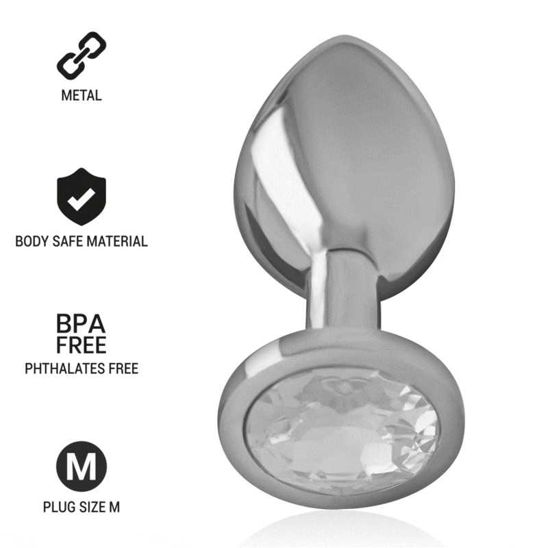 INTENSE - PLUG ANAL EN MÉTAL ALUMINIUM AVEC CRISTAL DARGENT INTENSE - PLUG ANAL EN MÉTAL ALUMINIUM AVEC CRISTAL DARGENT