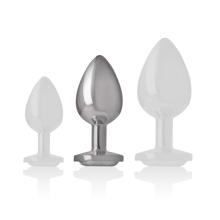 INTENSE - ALUMINUM METAL ANAL PLUG WITH SILVER CRYSTAL SIZE M