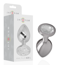 INTENSE - PLUG ANALE IN METALLO ALLUMINIO CON CRISTALLO ARGENTO