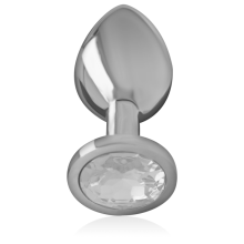 INTENSE - ALUMINUM METAL ANAL PLUG WITH SILVER CRYSTAL SIZE L