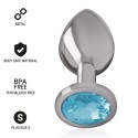 INTENSE - PLUG ANAL EN MÉTAL ALUMINIUM AVEC CRISTAL BLEU TAILLE