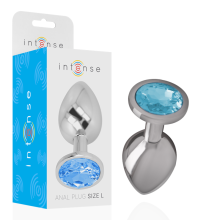 INTENSE - ANALPLUG AUS ALUMINIUMMETALL MIT BLAUEM KRISTALL