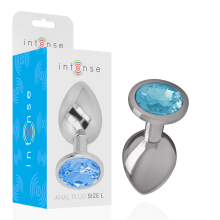 INTENSE - PLUG ANAL EN MÉTAL ALUMINIUM AVEC CRISTAL BLEU TAILLE