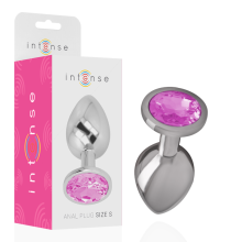 INTENSE - ALUMINUM METAL ANAL PLUG WITH PINK CRYSTAL SIZE S