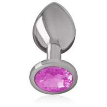 INTENSE - ALUMINUM METAL ANAL PLUG WITH PINK CRYSTAL SIZE S