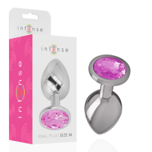 INTENSE - PLUG ANAL EN MÉTAL ALUMINIUM AVEC CRISTAL ROSE TAILLE