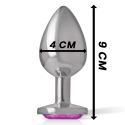 INTENSE - ALUMINUM METAL ANAL PLUG WITH PINK CRYSTAL SIZE L