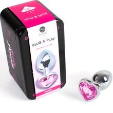 SECRETPLAY - BUTT PLUG AUS METALL FUCHSIA HERZ KLEINE GRÖSSE 7
