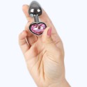 SECRETPLAY - METAL BUTT PLUG FUCHSIA HEART SMALL SIZE 7 CM