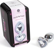 SECRETPLAY - BUTT PLUG AUS METALL, KLARES KRISTALLHERZ, KLEINE