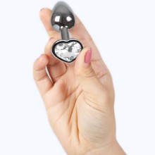 SECRETPLAY - BUTT PLUG AUS METALL, KLARES KRISTALLHERZ, KLEINE