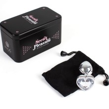 SECRETPLAY - BUTT PLUG AUS METALL, KLARES KRISTALLHERZ, KLEINE