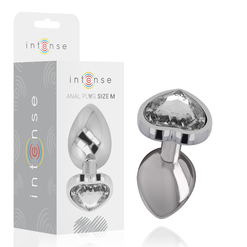 INTENSE - ALUMINIUM-METALL-ANAL-STECKER, WEISSES HERZ, GRÖSSE M