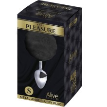 ALIVE - ANAL PLEASURE PLUG SMOOTH METAL FLUFFY BLACK SIZE S