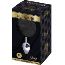 ALIVE - PLUG PIACERE ANALE METALLO LISCIO FLUFFY NERO TAGLIA M