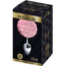 ALIVE - ANAL PLEASURE PLUG SMOOTH METAL FLUFFY PINK SIZE M