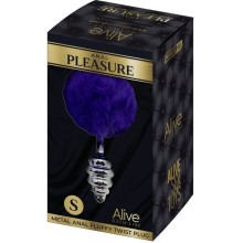 ALIVE - PLUG DE PLAISIR ANAL SPIRAL METAL FLUFFY VIOLET FONCÉ