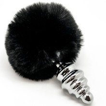 ALIVE - ANAL PLEASURE PLUG SPIRAL METAL FLUFFY BLACK SIZE S