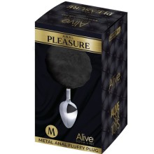 ALIVE - PLUG DE PLAISIR ANAL SPIRAL METAL FLUFFY NOIR TAILLE M