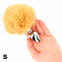 KINK - STAINLESS STEEL PLUG 7 x 3 CM WITH BEIGE FAUX FUR RABBIT TAIL 8 CM