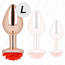 KINK - PLUG ANAL ROSA OURO COM ROSA VERMELHA L