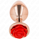 KINK - ROSA GOLDENER ANALSTECKER MIT ROTER ROSE M