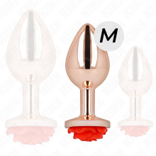 KINK - PINK GOLD ANAL PLUG WITH RED ROSE M