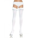 LEG AVENUE - WHITE OPAQUE TIGHTS WITH Ruffle AND BOW FINISH