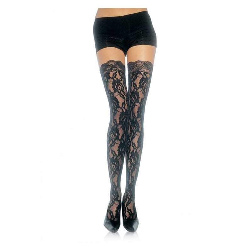 LEG AVENUE - FLORAL LACE STOCKINGS