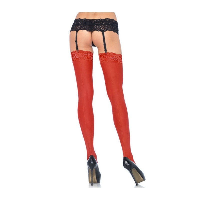 LEG AVENUE - SHEER STOCKINGS WITH BACKSEAM RED