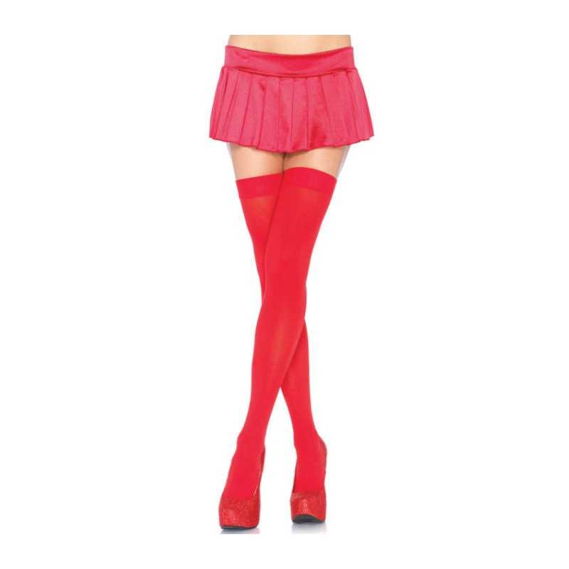 LEG AVENUE - CUISSES HAUTES EN NYLON ROUGE