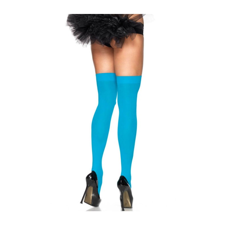 LEG AVENUE - CUISSES HAUTES EN NYLON BLEU