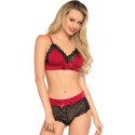 LEG AVENUE - 2-TEILIGES SET SCHWARZ UND ROT L/XL