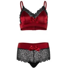 LEG AVENUE - 2-TEILIGES SET SCHWARZ UND ROT L/XL