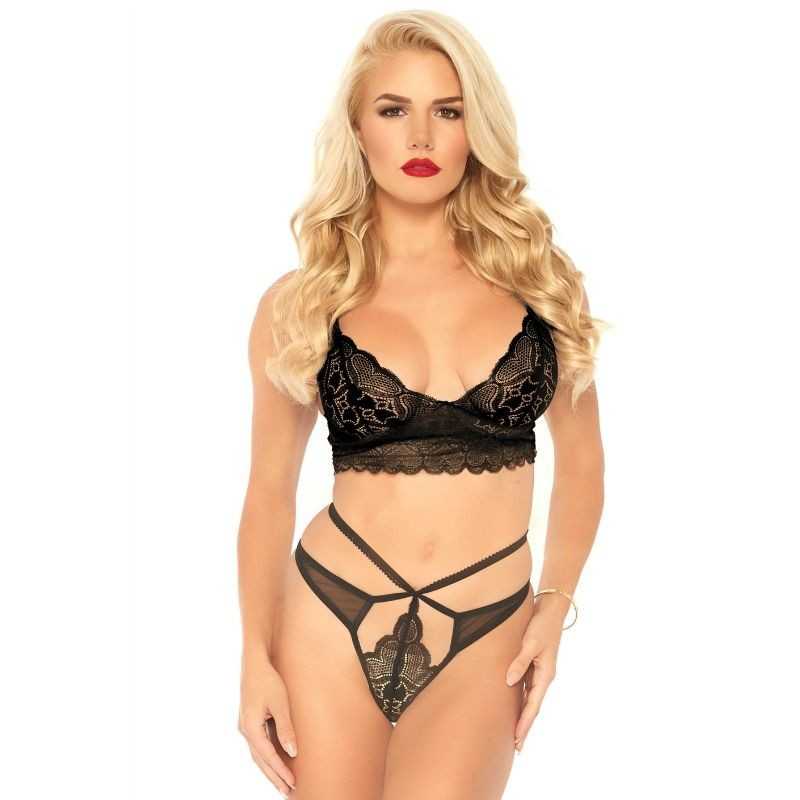 LEG AVENUE - SET 2-TEILIGES SET STRAPPY CUT G STRING M/L