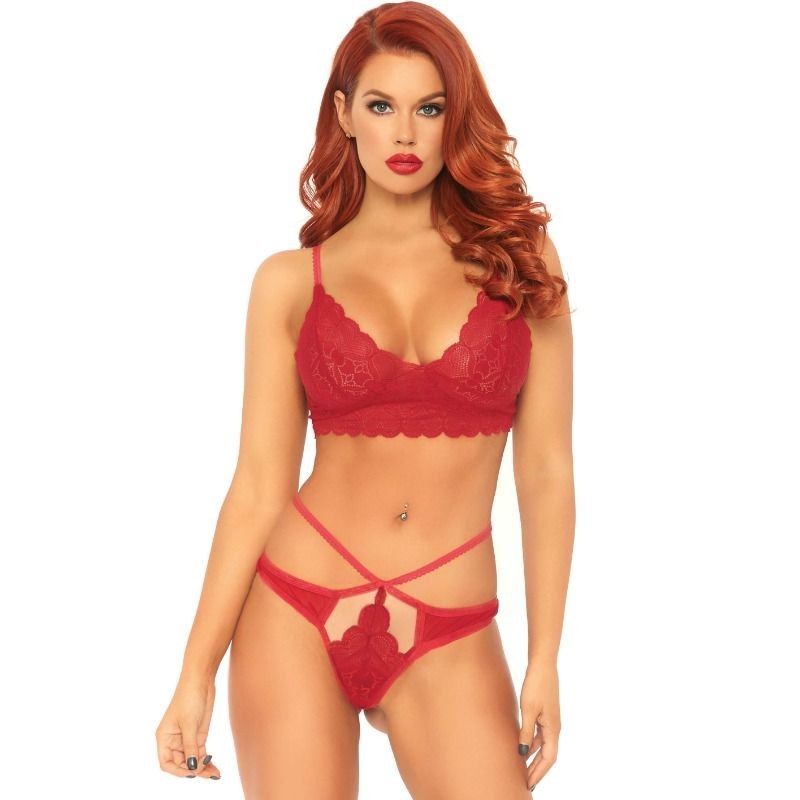 LEG AVENUE - 2-TEILIGES SET, SPITZEN-BRALET UND TANGA M/L