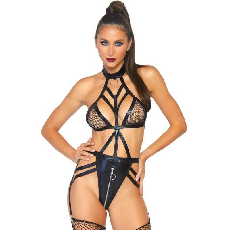 LEG AVENUE CAGE STRAP GARTER TEDDY S/M LEG AVENUE CAGE STRAP GARTER TEDDY S/M