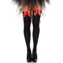 LEG AVENUE - SCHWARZE NYLON-OBERTEILHÖCHSE MIT ROTER SCHLEIFE