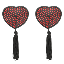 COQUETTE CHIC DESIRE - NIPPLE COVERS HEART BLACK / RED