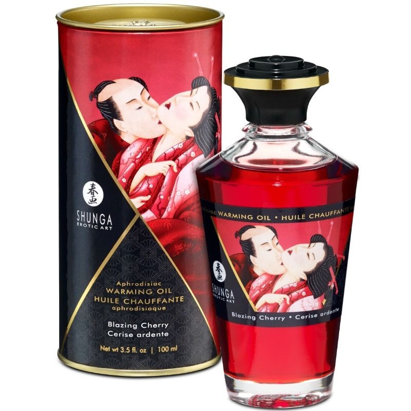 SHUNGA - ÓLEO DE MASSAGEM EFEITO CALOR SABOR INTENSO DE CEREJA