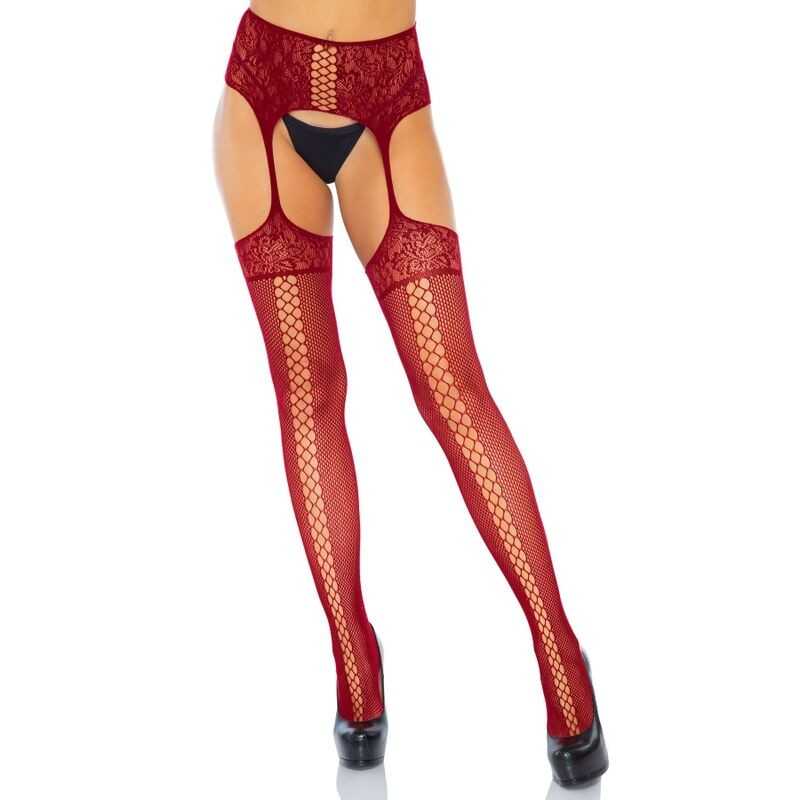 LEG AVENUE - MEIAS DE RENDA BORGONHA COM LIGA TAMANHO ÚNICO LEG AVENUE - MEIAS DE RENDA BORGONHA COM LIGA TAMANHO ÚNICO