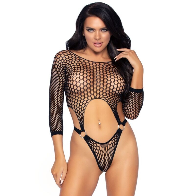 LEG AVENUE TOP BODYSUIT WITH THONG BACK ONE SIZE