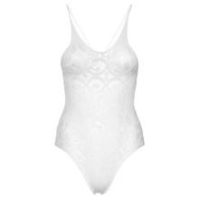 LEG AVENUE - SEAMLESS SCROLL LACE TEDDY - BRANCO