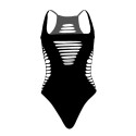 LEG AVENUE RACERBACK THONG BODYSUIT ONE SIZE - BLACK