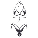 LEG AVENUE - SET DUE PEZZI REGGISENO E SLIP DI FARFALLE E PERLE