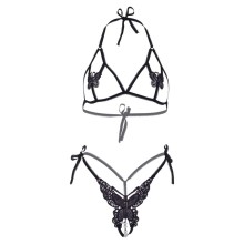 LEG AVENUE - TWO PIECES SET BRA AND PANTY OF BUTTERFLIES  PEARLS ONE SIZE - WHITE