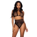 LEG AVENUE - TWO PIECES SET HALTER CROP TOP THONG PANTY PANTY ONE SIZE