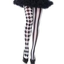 LEG AVENUE - BLACK/WHITE HARLEQUIN TIGHTS